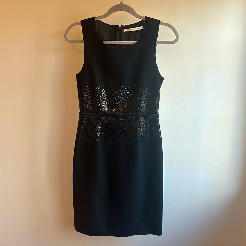 Susana Monaco sleeveless wool black dress with sequin detail